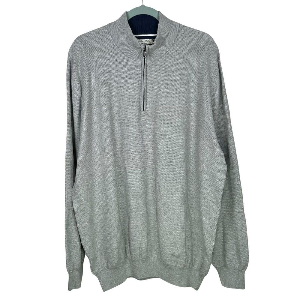 Collars & Co 1/4 Zip Sweater Mens 3XL Gray Pullover Cloud Textured Pique Preppy